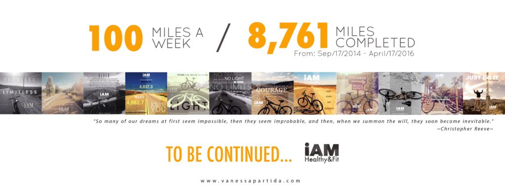 After I fully recovered, I was ready to continue with my goal: Ride 100 miles a week until I complete 8,761 miles